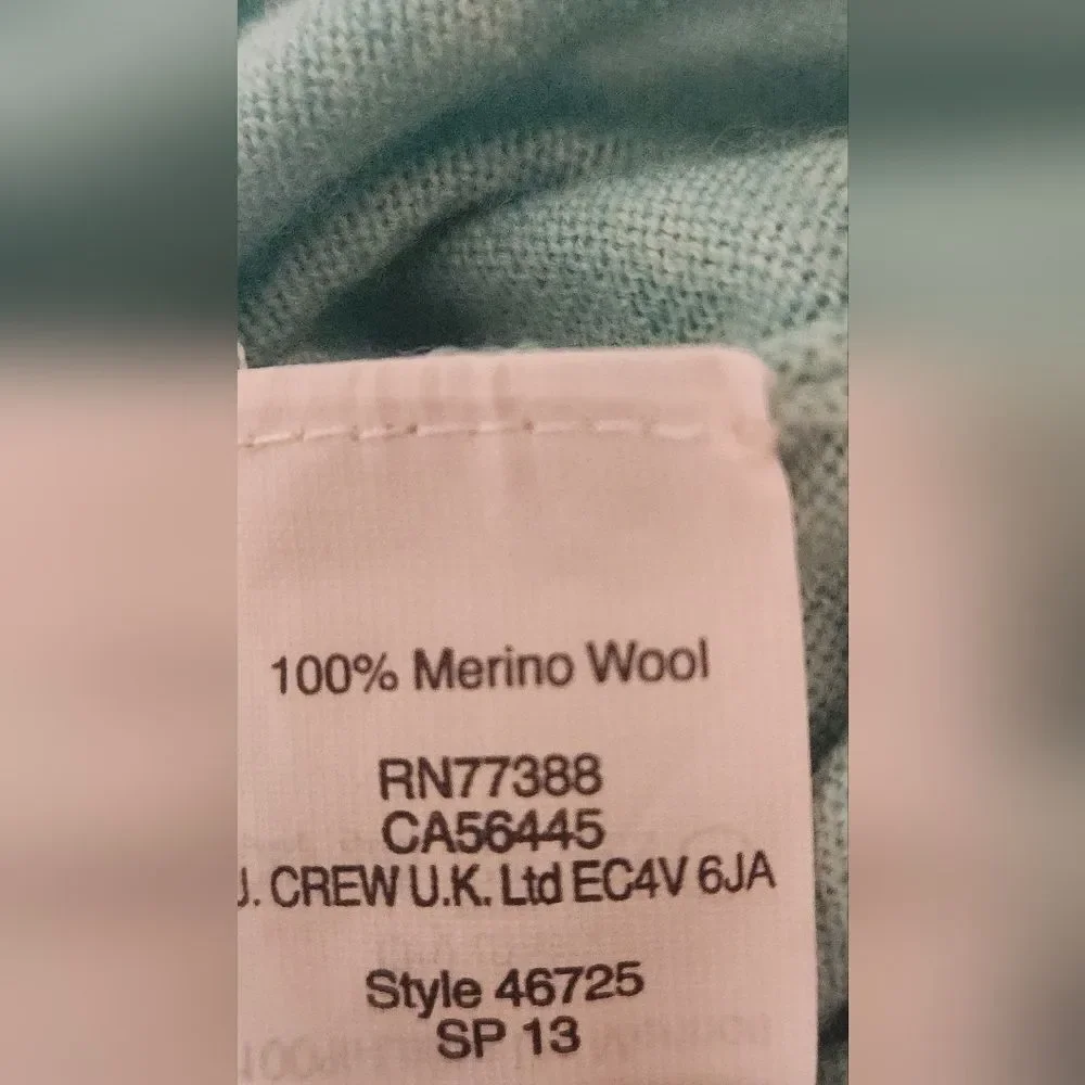 J.Crew M Sky Blue 100% MERINO WOOL 3/4 Slvs Knit Crewneck Women’s Sweater